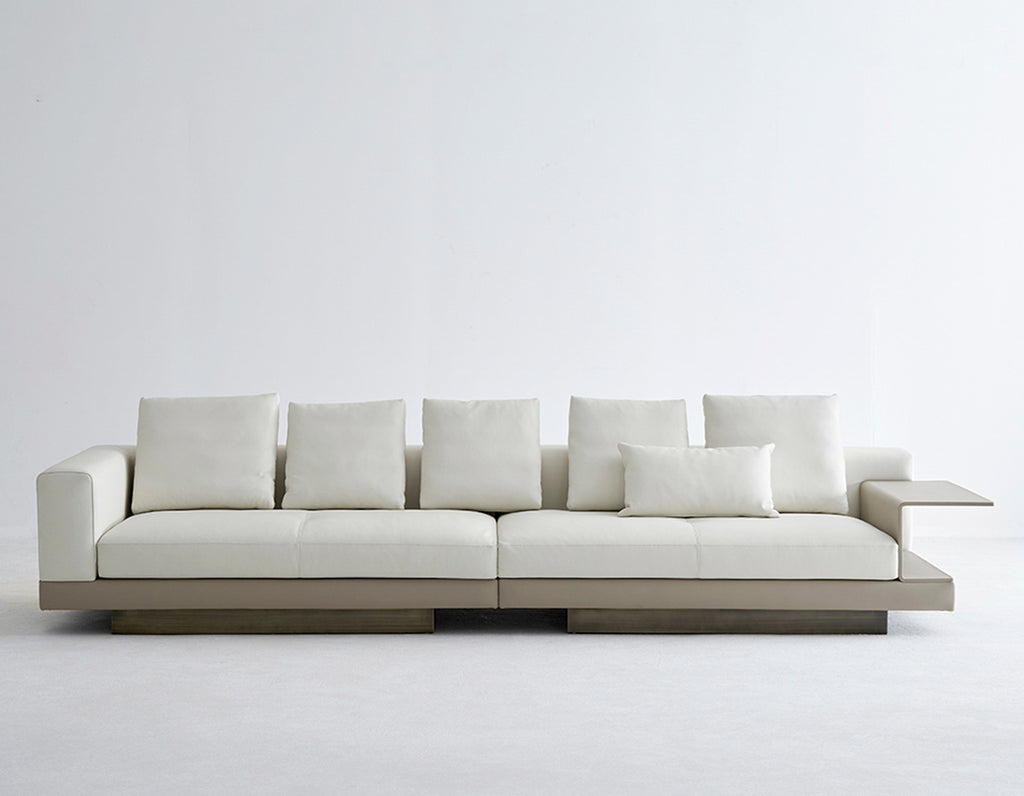 ANJU Modular Faux Leather Sofa with Shelf Arm and Raised Plinth Base, 140–380 cm