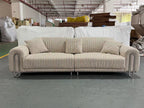 ANJU High-Back Chenille Sofa with Silver Loop Arm Frame, 130–320 cm