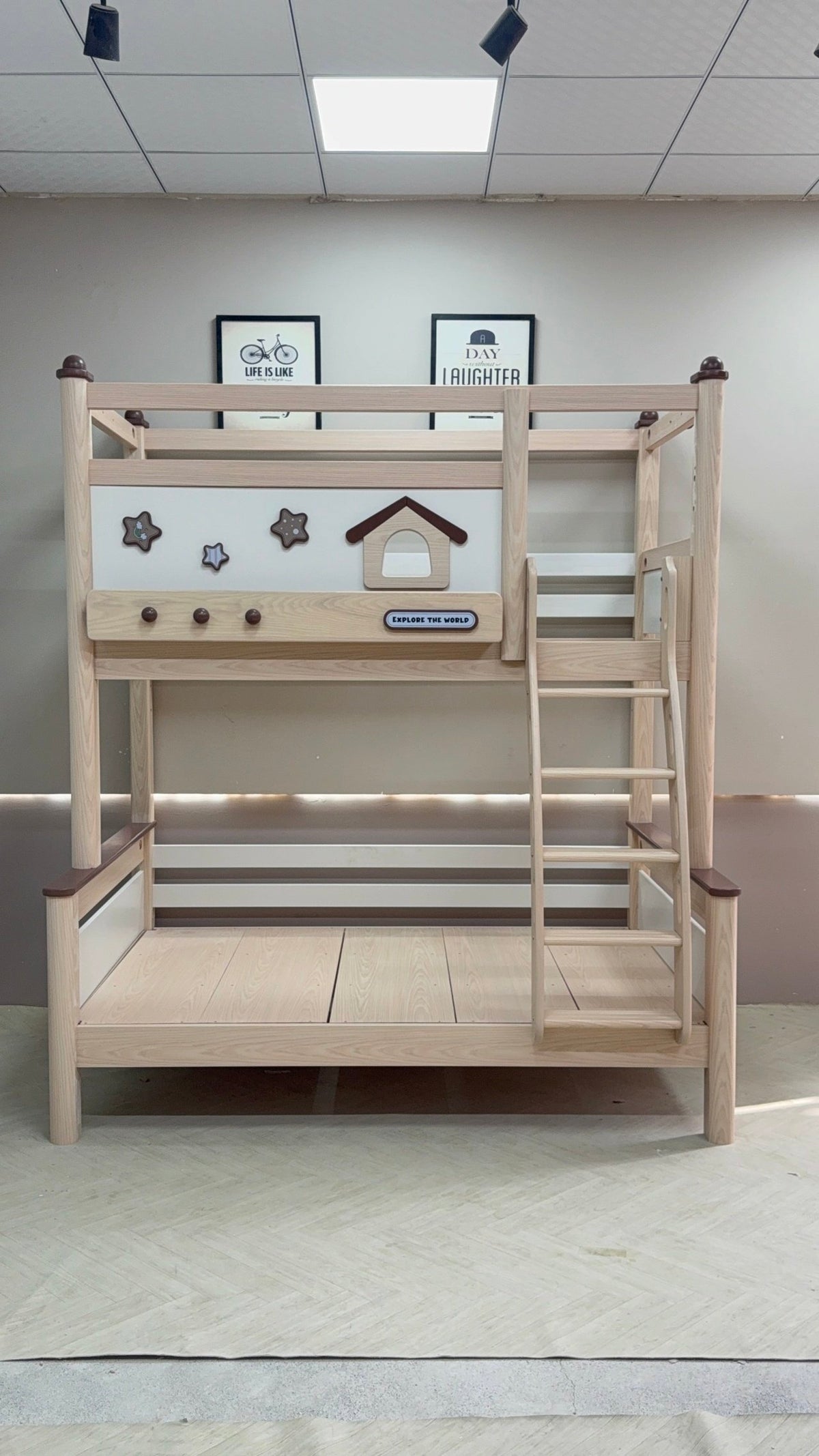 ANJU Wooden Canopy Bunk Bed with Optional Storage Stairs