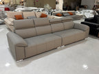 ANJU Adjustable Headrest Straight Sofa with Chrome Feet, Faux Leather, Tech or Suede-Feel Fabric, 130–360 cm