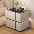 ANJU Floating-Look Smart Bedside Cabinet with Sensor Light and Wireless Charger, Cross Panel Design