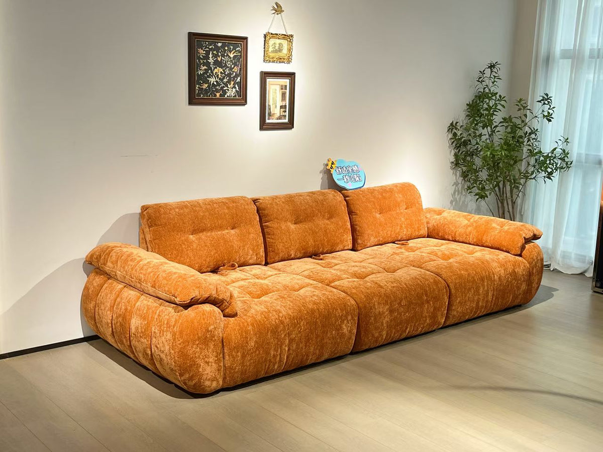 ANJU Button-Tufted Chenille Sofa, Multi-Section, 240–400 cm