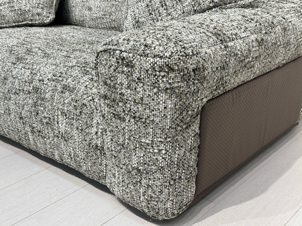 ANJU Speckled Fabric Sofa with Leather-Look Side Panels, 240–360 cm