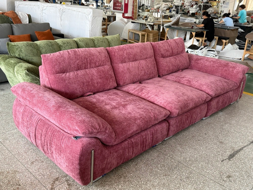 ANJU Pleated Front Plush Sofa with Tall Soft Back, Down-Blend Cushions, 240–360 cm