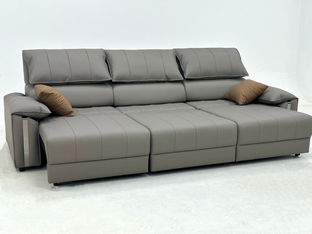 ANJU Electric Slide-Out Seat Sofa with Tilting Headrests, Faux or Top-Grain Leather, 212–420 cm