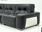 ANJU Glossy Button-Tufted Faux Leather Sofa with Chunky Arms and Metal Feet, 290–350 cm
