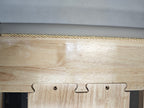 ANJU Bevelled Edge Floating Oak Platform Bed with Black Metal Feet, Queen or King