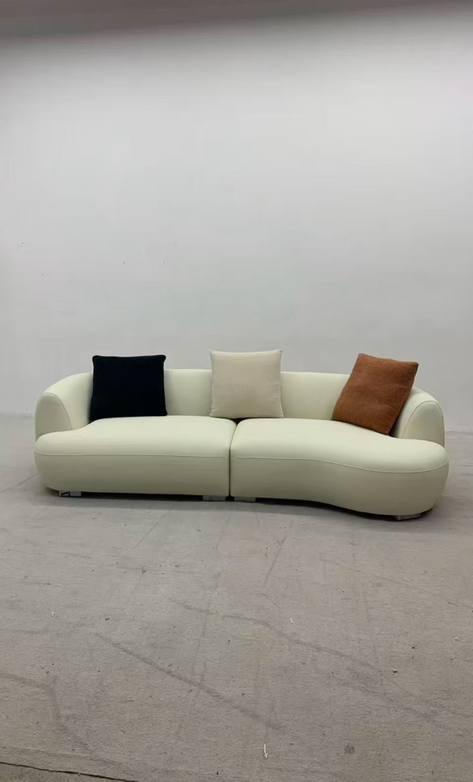 ANJU Curved Chenille Sofa with Removable Washable Covers, 260–340 cm