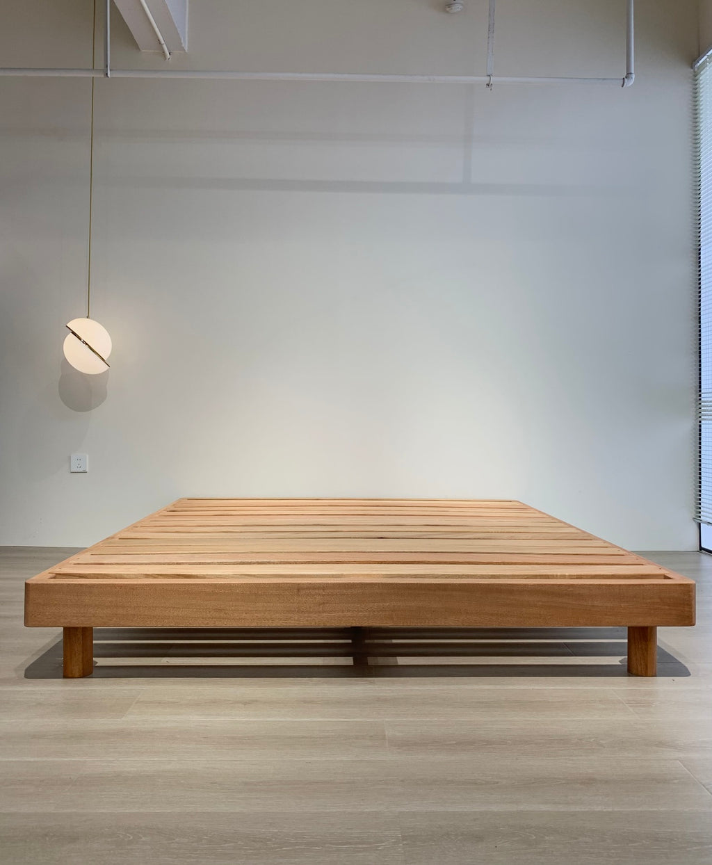 ANJU Solid Walnut Low Platform Bed Frame with Wide Slats, Japanese Tatami Style, Queen or King