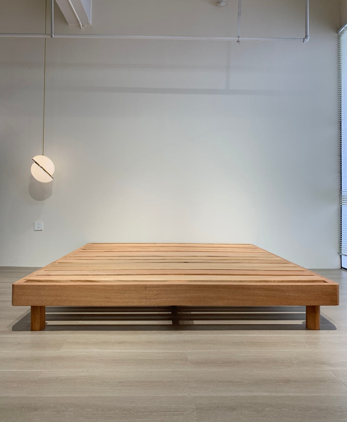 ANJU Solid Walnut Low Platform Bed Frame with Wide Slats, Japanese Tatami Style, Queen or King