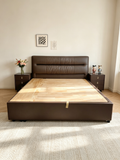 ANJU Upholstered Gas Lift Storage Bed with 2 Drawers, Padded Channel Headboard, Queen or King