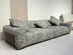 ANJU Speckled Fabric Sofa with Leather-Look Side Panels, 240–360 cm