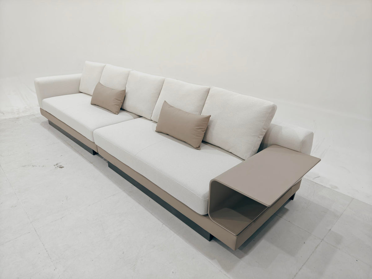 ANJU Modular Faux Leather Sofa with Shelf Arm and Raised Plinth Base, 140–380 cm