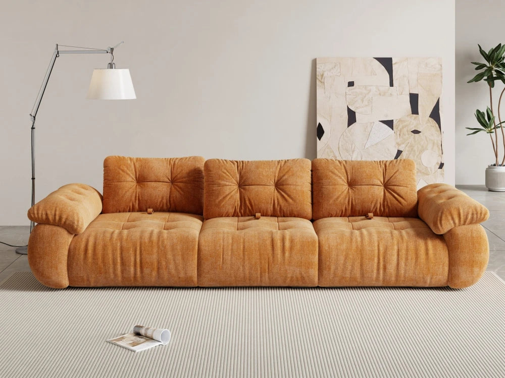 ANJU Button-Tufted Chenille Sofa, Multi-Section, 240–400 cm