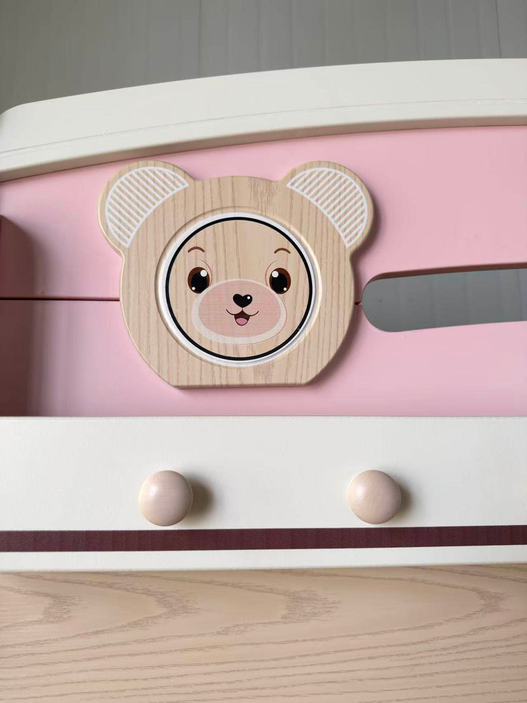 ANJU Pink and White Wooden Bunk Bed with Optional Storage Stairs
