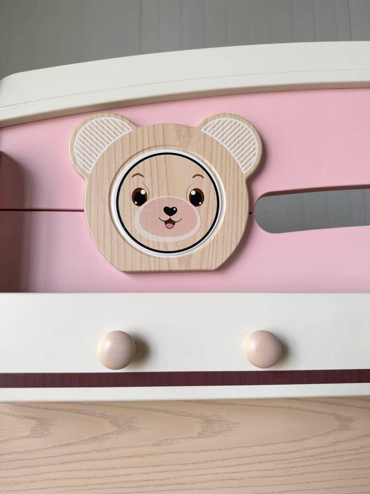 ANJU Pink and White Wooden Bunk Bed with Optional Storage Stairs