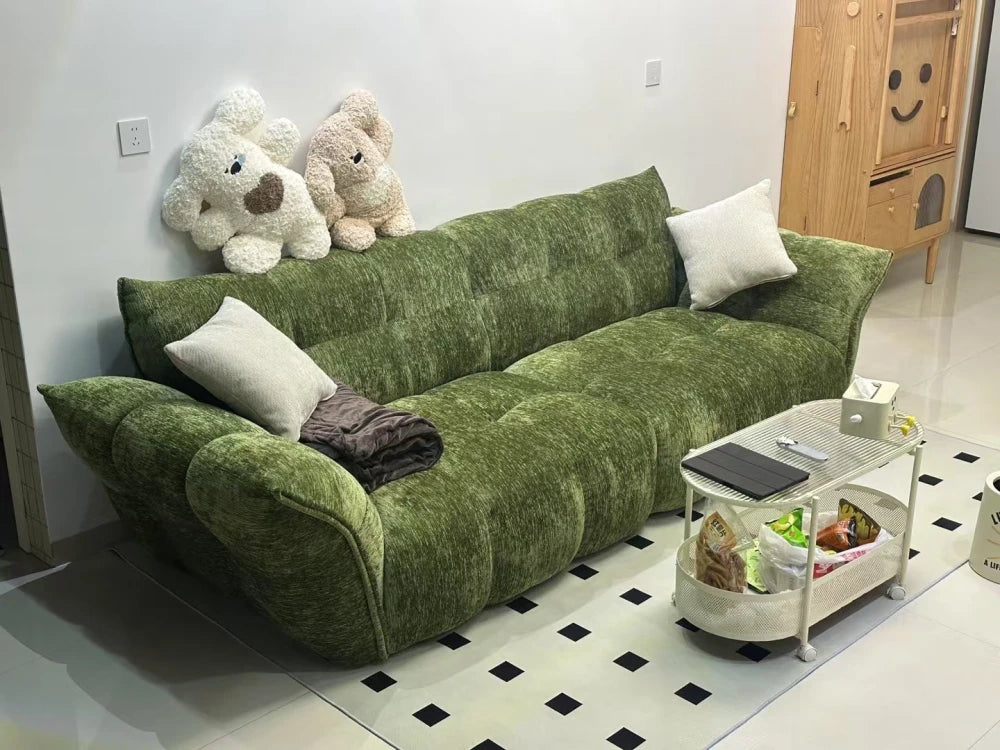 ANJU Channel-Tufted Chenille Sofa with Winged Arms, 140–328 cm