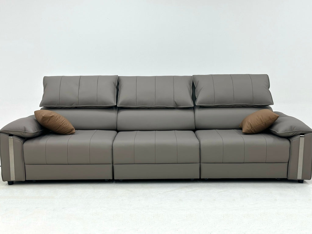 ANJU Electric Slide-Out Seat Sofa with Tilting Headrests, Faux or Top-Grain Leather, 212–420 cm