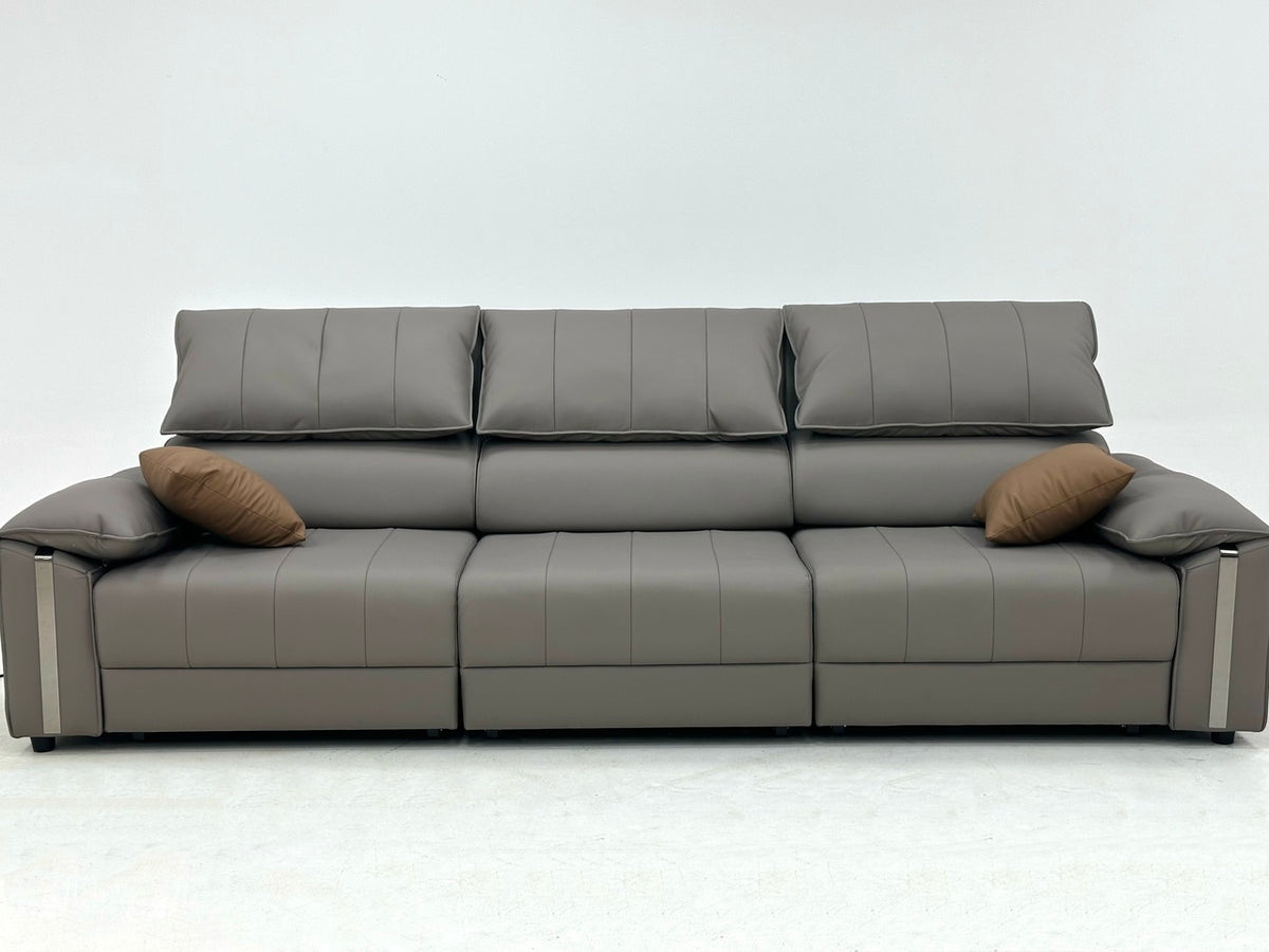 ANJU Electric Slide-Out Seat Sofa with Tilting Headrests, Faux or Top-Grain Leather, 212–420 cm