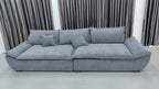 ANJU Low Pillow-Back Sofa with Flared Arms, Suede-Feel Fabric, Faux or Top-Grain Leather, 120–400 cm