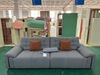 ANJU Button-Tufted Wide Faux Leather Sofa with Trimmed Arms, 130–380 cm