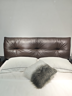 ANJU Pillow-Top Headboard Gas Lift Storage Bed with Drawers, Faux or Cowhide Leather, Queen or King