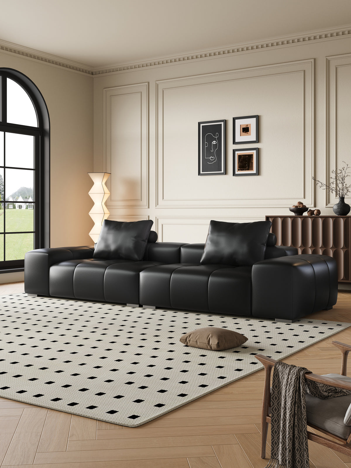 ANJU Low-Back Deep-Seat Faux Leather Sofa, 260–395 cm