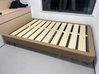 ANJU Upholstered Floating Platform Bed Frame with Optional LED Strip, Low Japanese Style, Queen or King