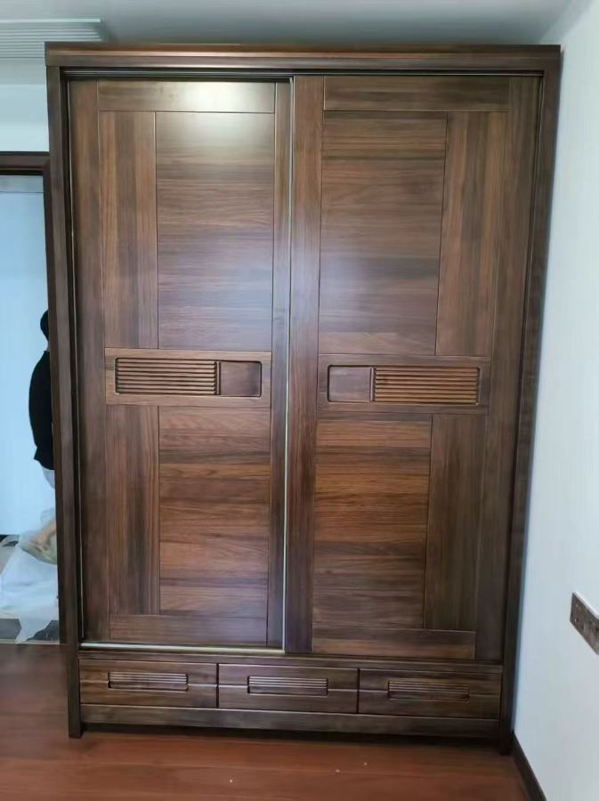 ANJU walnut solid wood two door sliding wardrobe