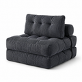 ANJU foldable lazy sofa bed floor chair in dark gray on white background