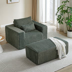 ANJU dark gray lounge chair with matching ottoman in a living room