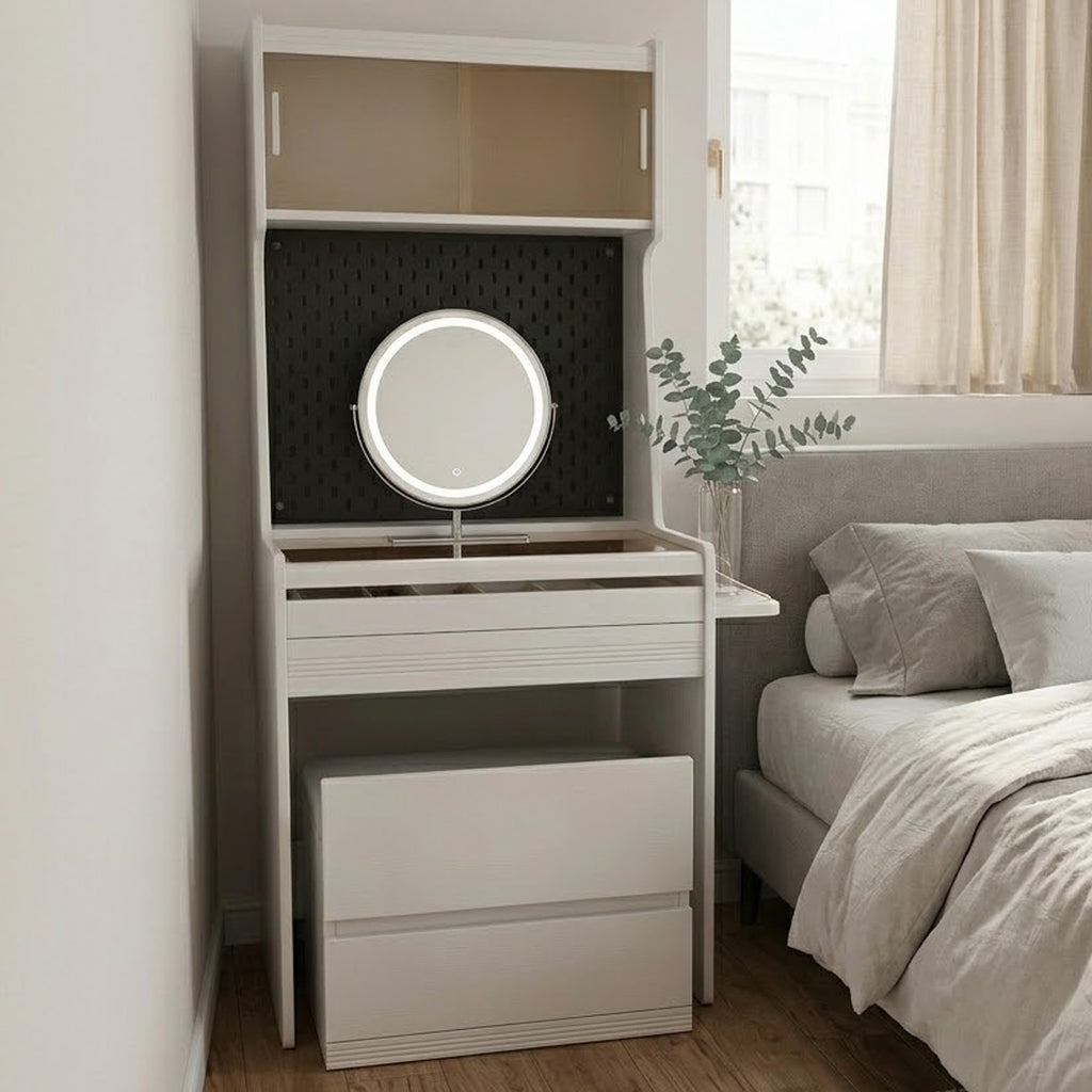 ANJU white multi-function dressing table front scene