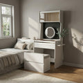 ANJU white multi-function dressing table with storage stool main scene