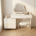 ANJU cream dressing table with cloud mirror and storage cabinet main scene