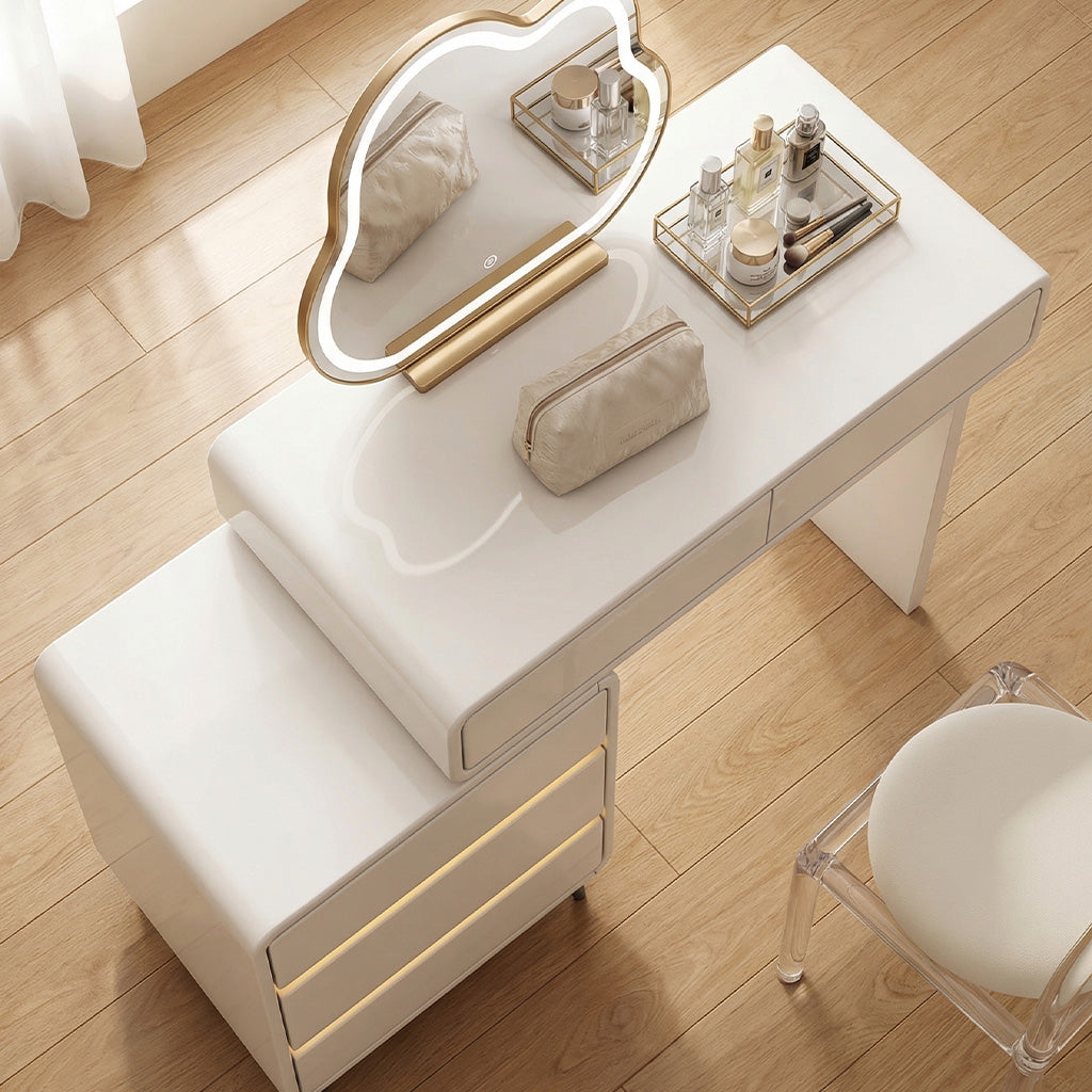 ANJU cream dressing table top and cloud mirror detail