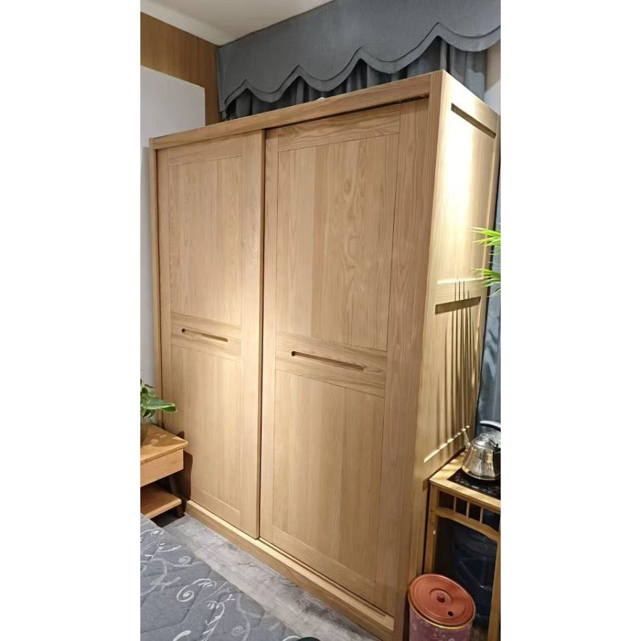 ANJU natural wood 2-door sliding wardrobe square lead image