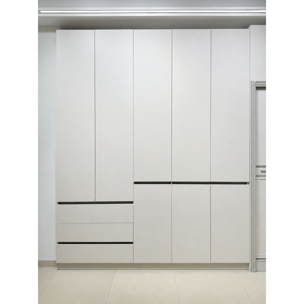 ANJU white 4-door solid wood wardrobe square lead image