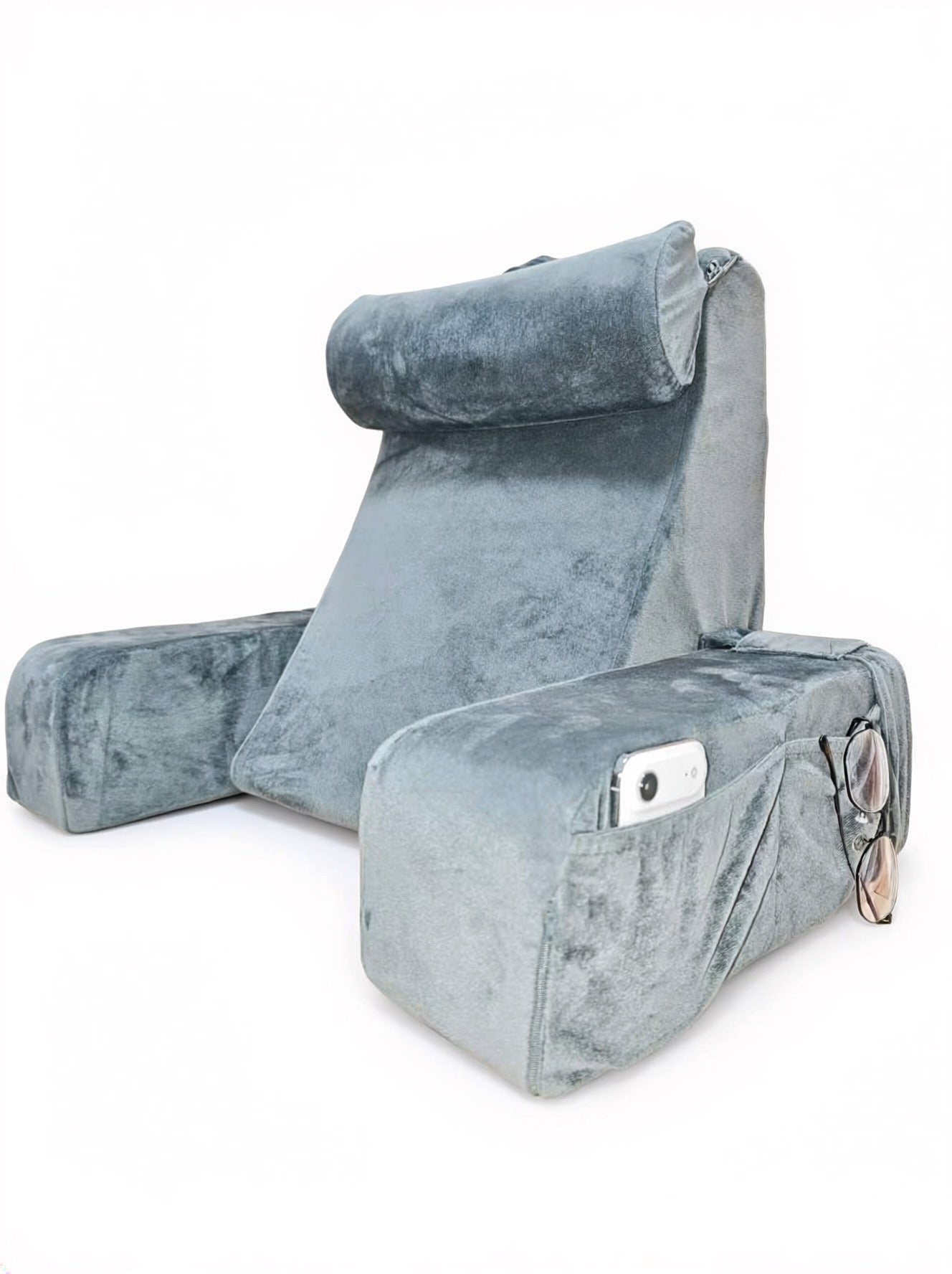 ANJU Reading Pillow for Bed with Arms Back Support Side Pocket