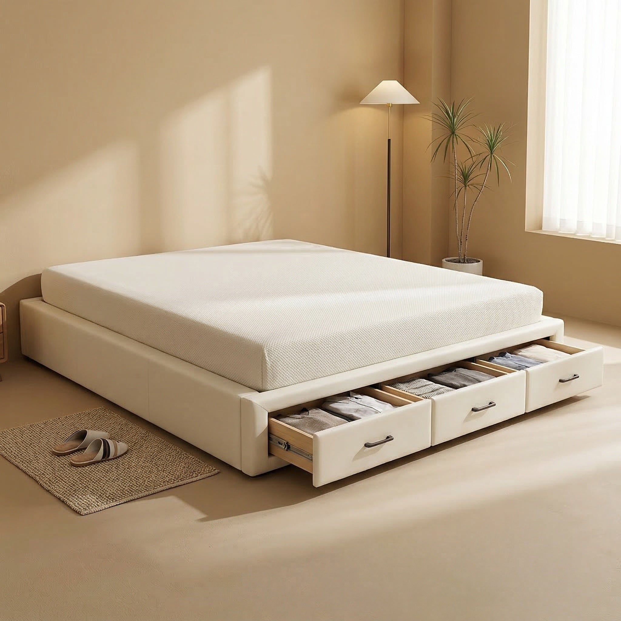 ANJU T005 Lift-Up Storage Bed Frame with Drawers