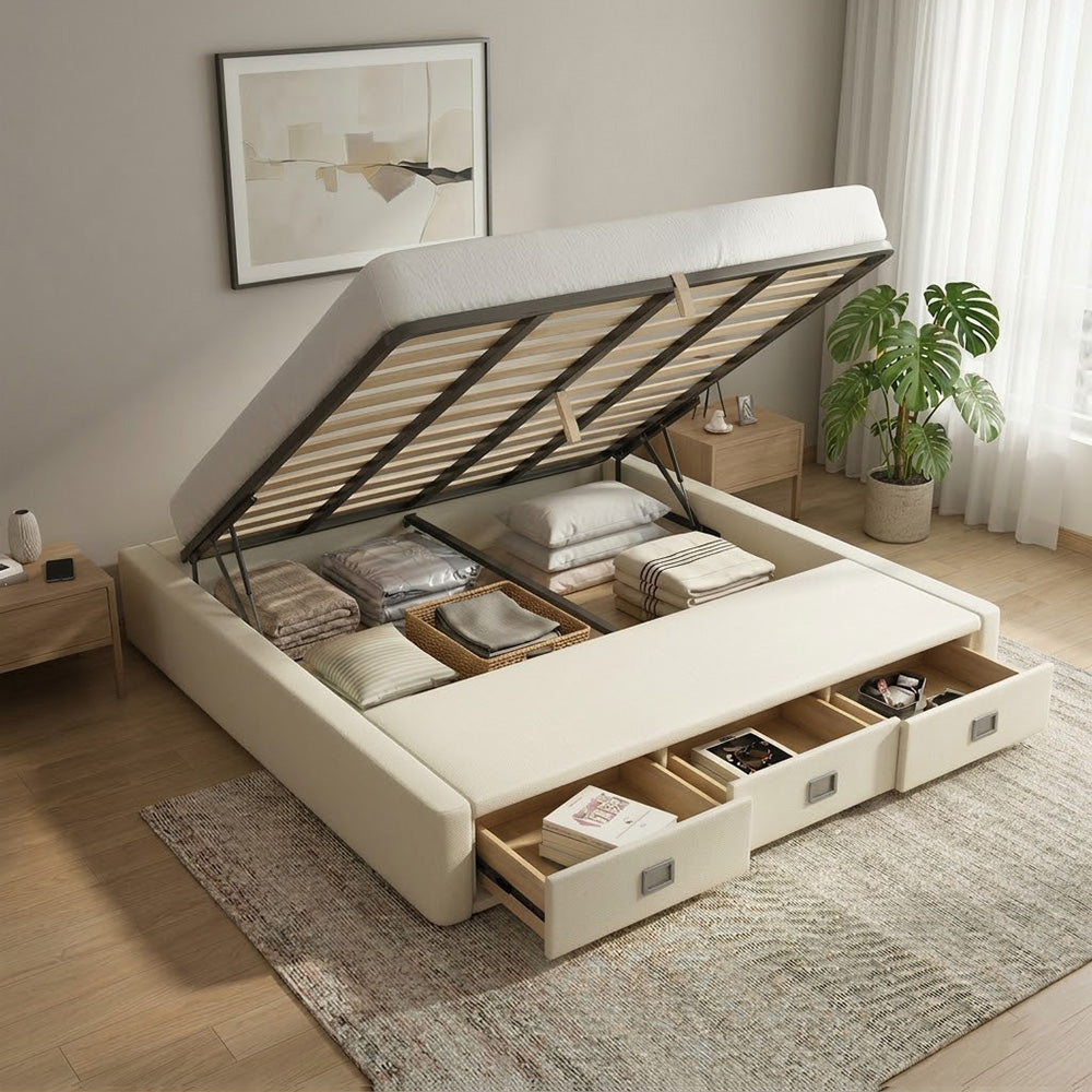 ANJU T005 Lift-Up Storage Bed Frame with Drawers