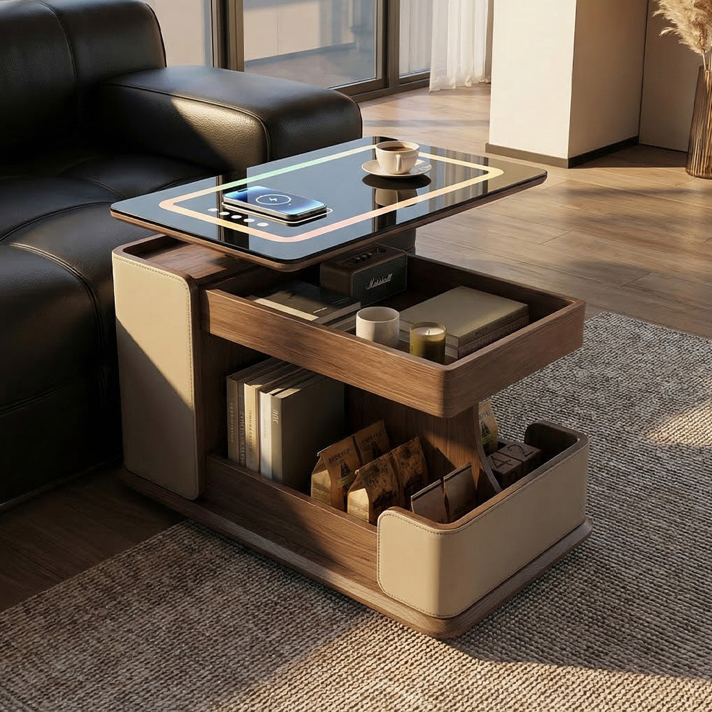 ANJU SN21 lift-top side table smart version open storage detail