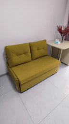 ANJU Corduroy Pull Out Sofa Bed with Loose Tufted Back Cushions, Single or 2-Seater, 80–220 cm