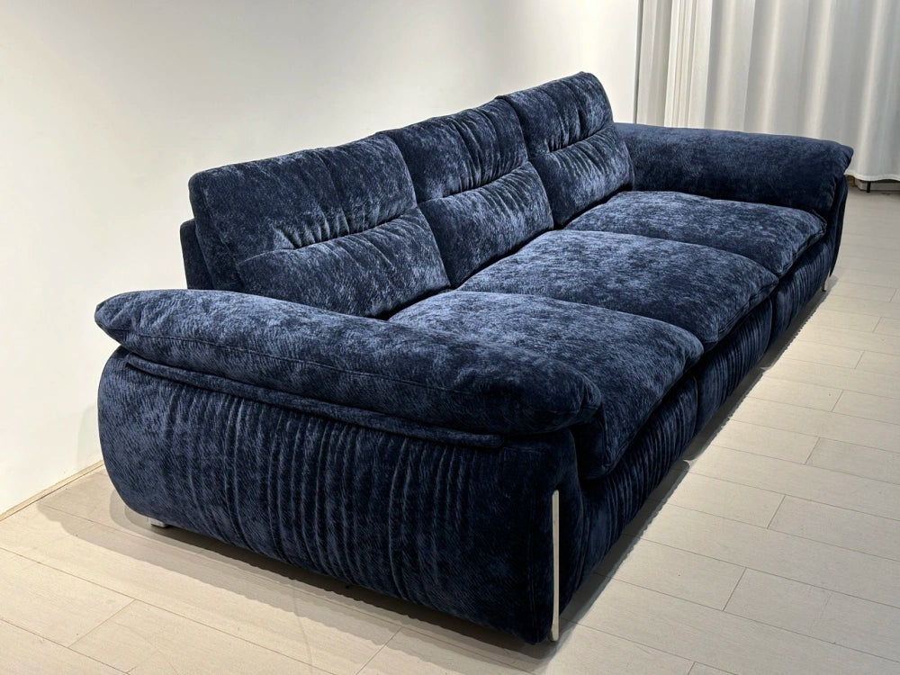 ANJU Pleated Front Plush Sofa with Tall Soft Back, Down-Blend Cushions, 240–360 cm