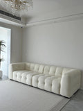 ANJU Chunky Block-Channel Boucle-Look Sofa, Lamb Fleece or Faux Leather, 180–400 cm