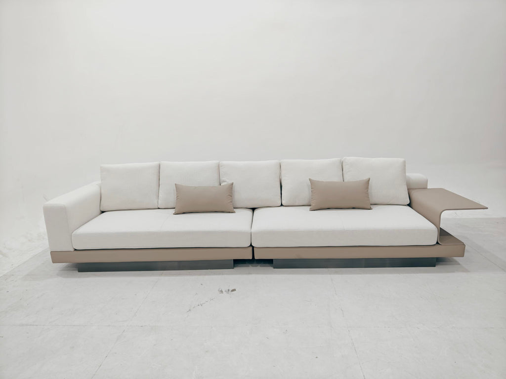 ANJU Modular Faux Leather Sofa with Shelf Arm and Raised Plinth Base, 140–380 cm