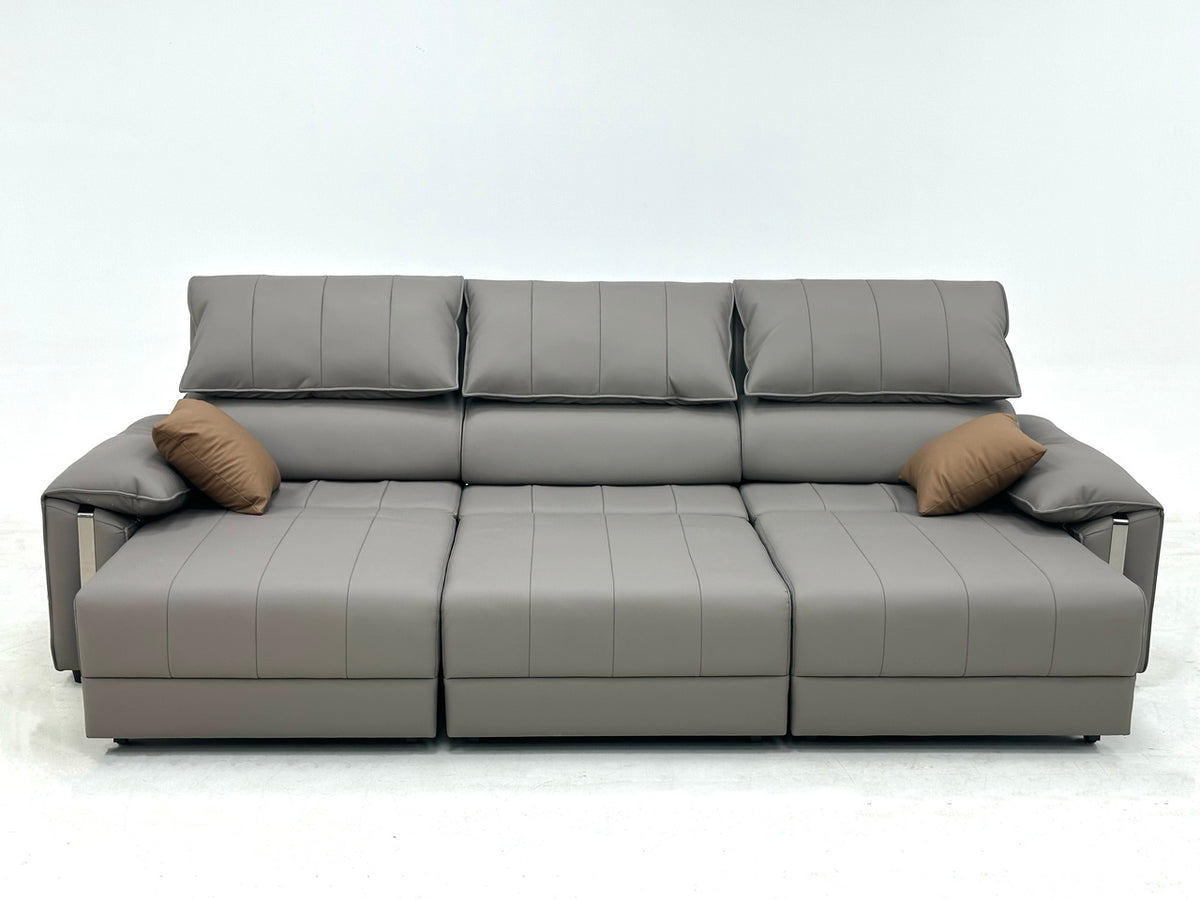ANJU Electric Slide-Out Seat Sofa with Tilting Headrests, Faux or Top-Grain Leather, 212–420 cm