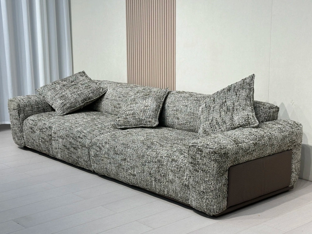 ANJU Speckled Fabric Sofa with Leather-Look Side Panels, 240–360 cm
