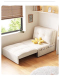 ANJU Pull Out Sofa Bed with Side Storage Pockets, Boucle-Look Lamb Fleece, 80–220 cm