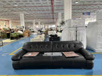 ANJU Puffy Rolled-Arm Faux Leather Sofa with Chrome Trim, 120–360 cm