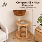 ANJU 2-Tier Cat Tree with Woven Basket, Clear Bowl and Scratching Posts — image 5